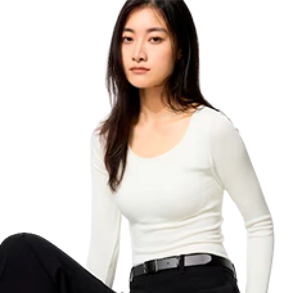 Теплая футболка-лонгслив с бра Uniqlo Bra top, Цвет: White (белый) 