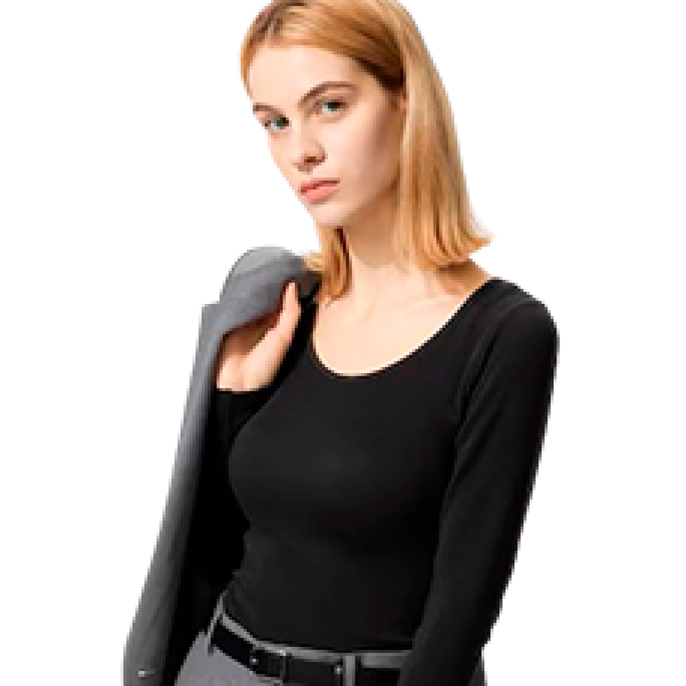 Теплая футболка-лонгслив с бра Uniqlo Bra top, Цвет: BLACK (черный)