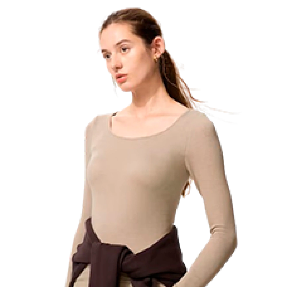 Теплая футболка-лонгслив с бра Uniqlo Bra top размер: M, Color: BEIGE (бежевый)