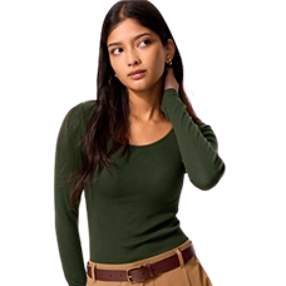 Теплая футболка-лонгслив с бра Uniqlo Bra top, Цвет: DARK GREEN (темно-зеленый)