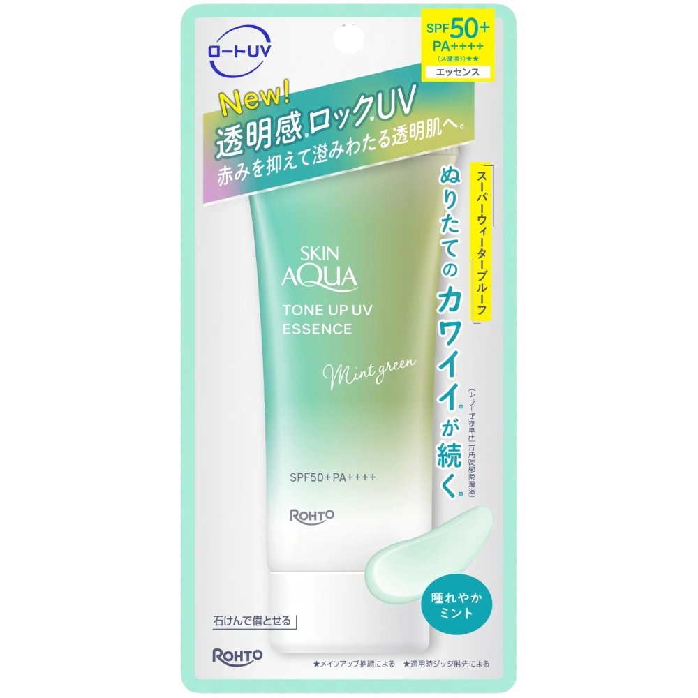 Тонирующая солнцезащитная эссенция "Skin Aqua Tone Up UV Essence" Mint Green SPF50+ PA++++ Rohto, 70 г