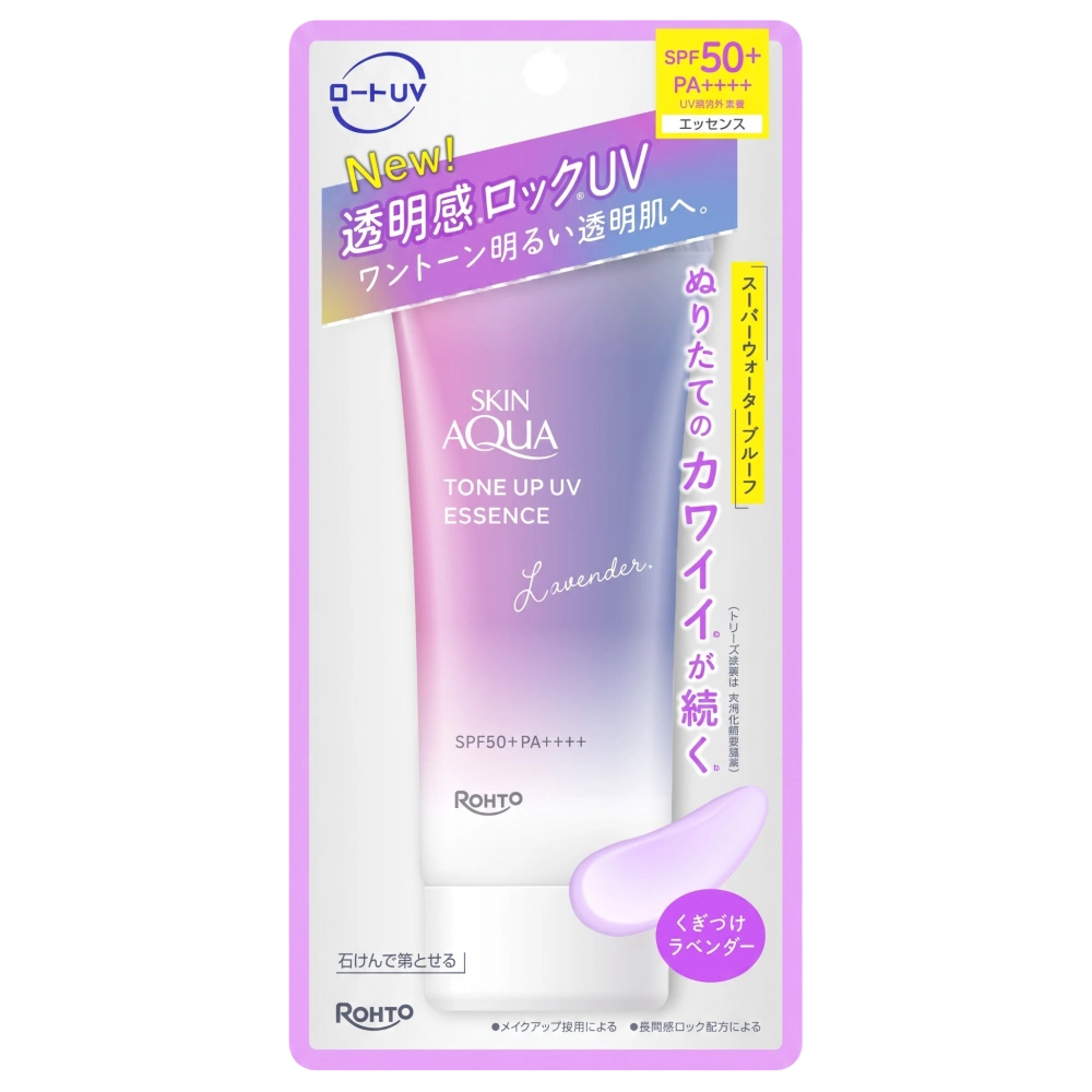 Тонирующая солнцезащитная эссенция "Skin Aqua Tone Up UV Essence" Lavender SPF50+ PA++++ ROHTO, 70 г