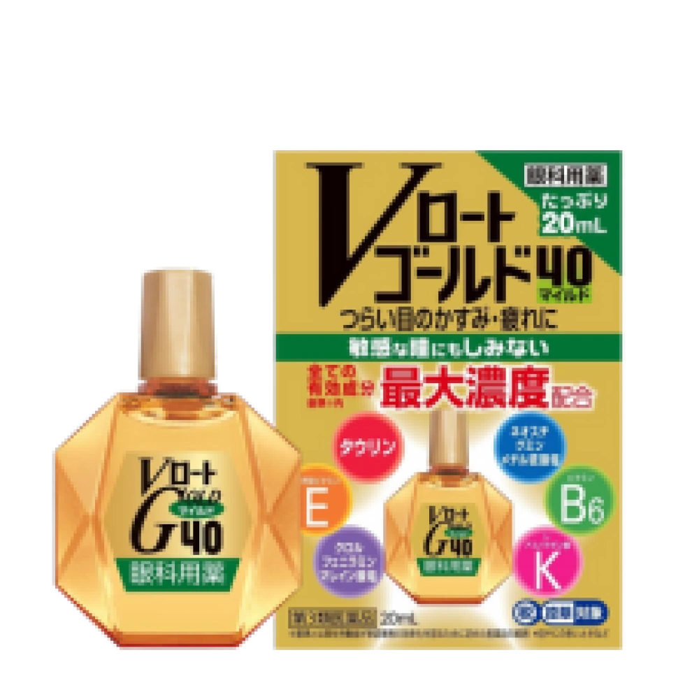 Глазные капли против усталости и помутнения глаз "V Rohto Gold 40 Mild", 20 мл. 
