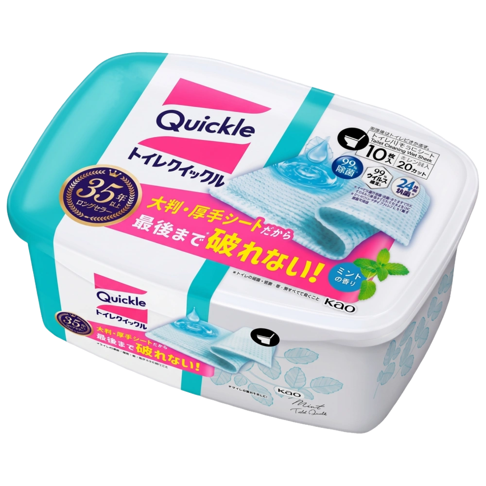 Салфетки для стерилизации и чистки унитаза с ароматом мяты "Toilet Cleaner Quickle", 10 х 2 шт