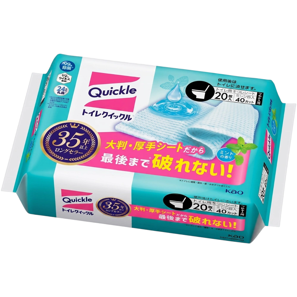 Салфетки для стерилизации и чистки унитаза с ароматом мяты "Toilet Cleaner Quickle", 20 х 2 шт