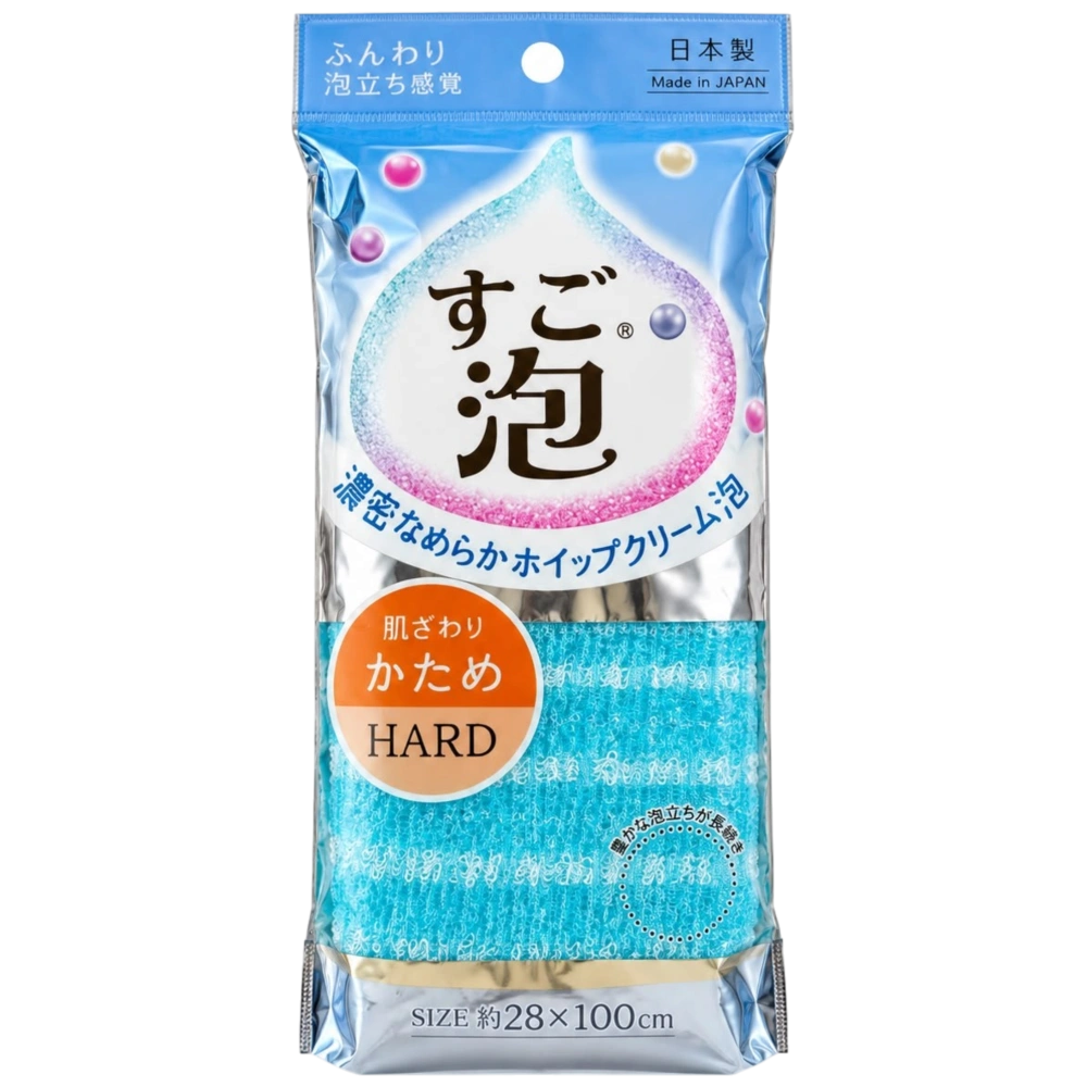 Нейлоновая мочалка для тела, жёсткая «Sugoawa Nylon Body Towel Hard» Towa Sangyo, 28 × 100 см