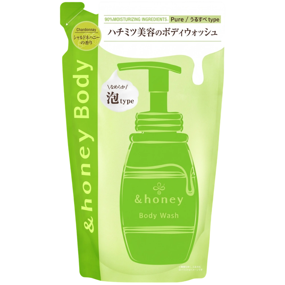 Увлажняющая пенка для душа с ароматом Шардоне-мёд «&honey Pure Moist Awa Body Wash» Vecrea, сменный блок 440 мл