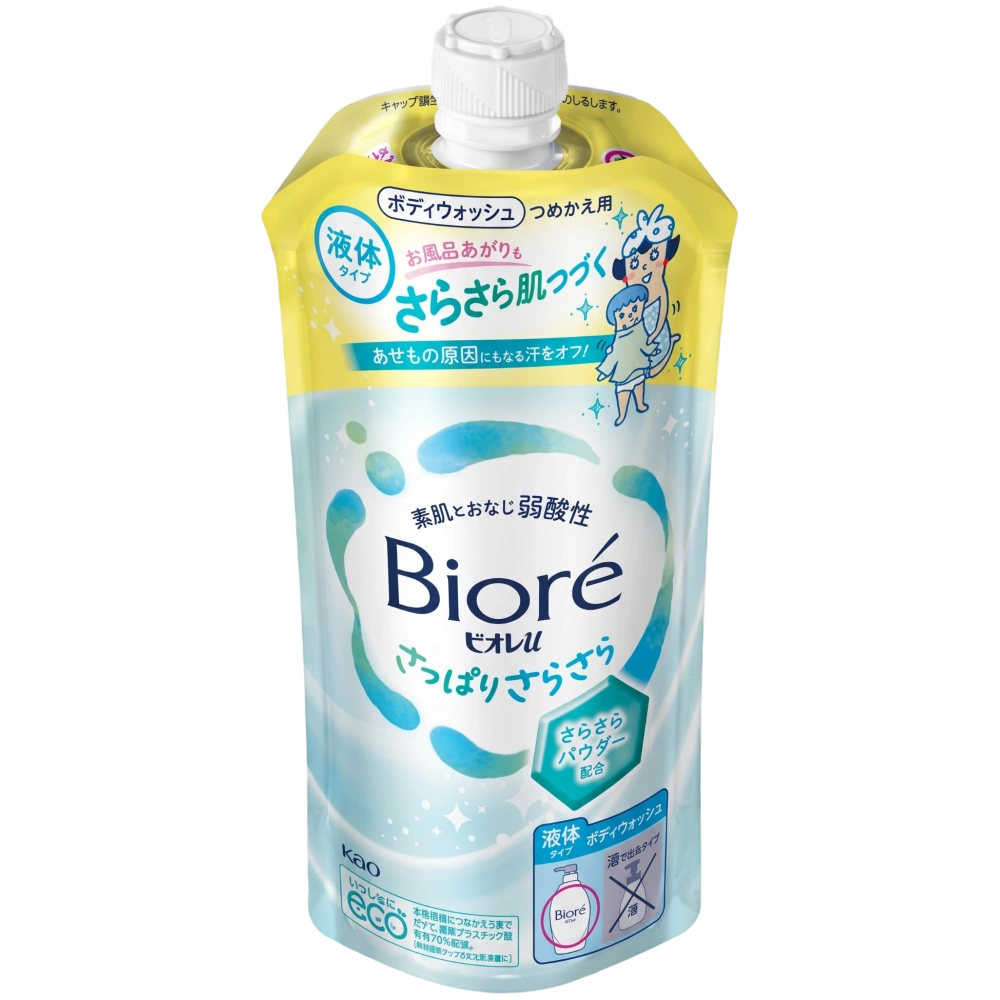 Освежающий гель для душа для гладкой кожи «Biore U Refreshing & Smooth Body Wash», KAO, 320 мл, запасной блок