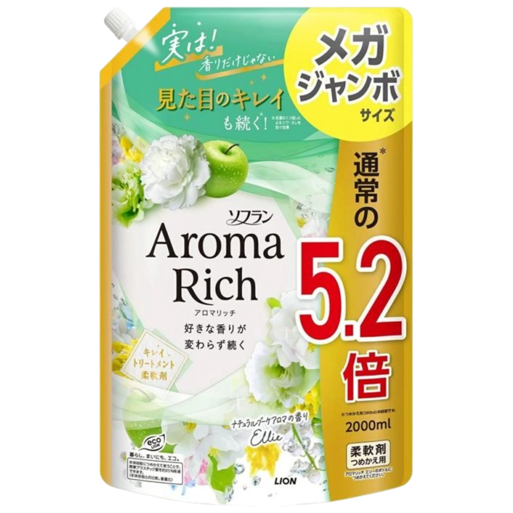 Кондиционер для белья «Soflan Aroma Rich Ellie» LION, 2000 мл (сменная упаковка)