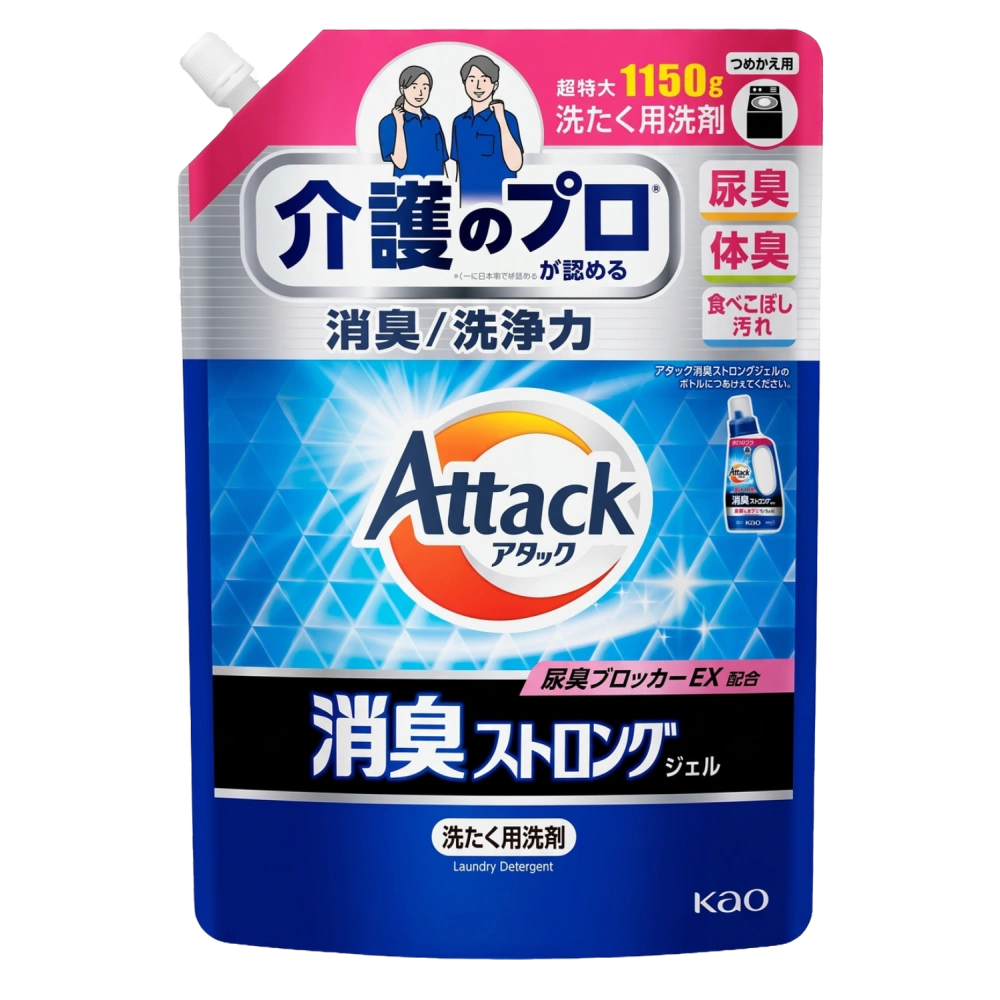 Гель для стирки белья от стойких запахов с ароматом свежих трав "Attack Strong Gel" KAO, 1150 гр. (Запасной блок)