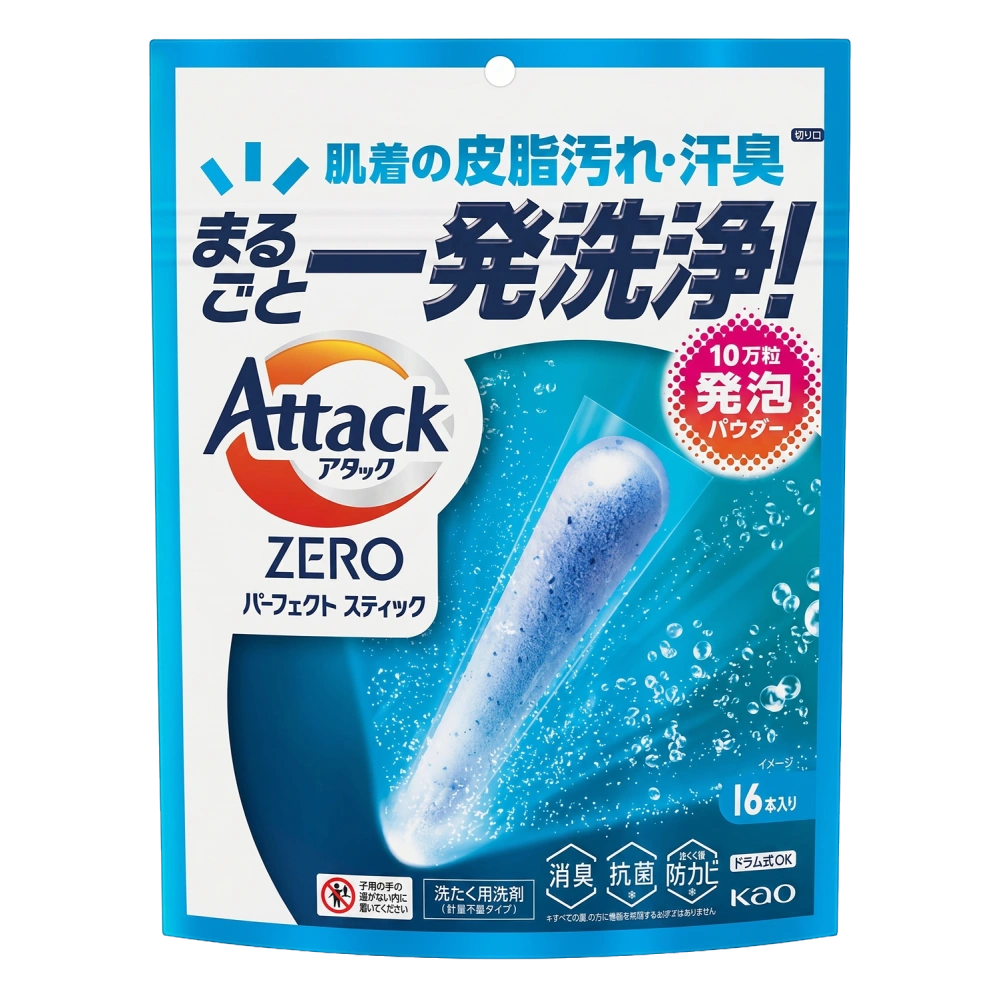 Стиральный порошок в стиках “Attack ZERO Perfect Stick”, 16 шт.