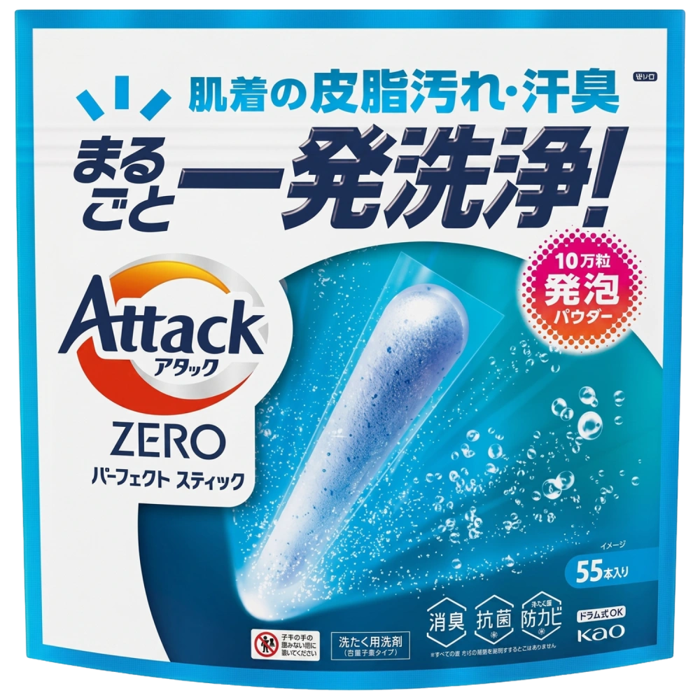 Стиральный порошок в стиках “Attack ZERO Perfect Stick”, 55 шт.