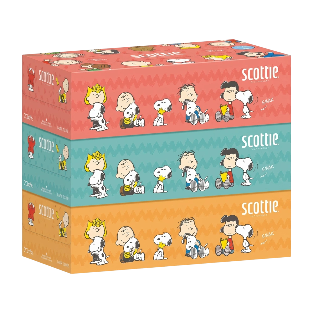 Cалфетки "Scottie Tissue Snoopy", 220 пар (440 листов ) x 3 шт.